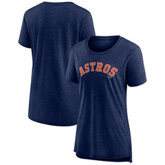 Houston Astros Women's Official Wordmark Tri-Blend T-Shirt Heather Navy
