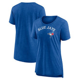 Toronto Blue Jays Women's Official Wordmark Tri-Blend T-Shirt Heather Royal