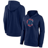 Chicago Cubs Women's Distressed Team Pullover Hoodie Navy