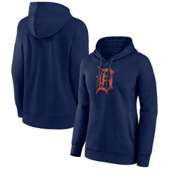 Detroit Tigers Women's Distressed Team Pullover Hoodie Navy