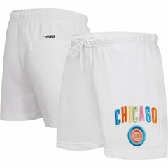 Chicago Cubs Pro Standard Women's Washed Neon Shorts White