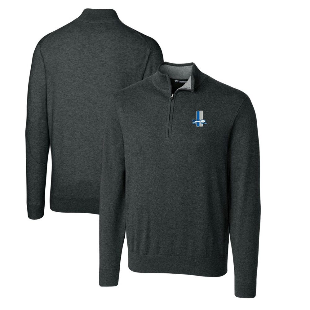 Detroit Lions Cutter & Buck Throwback Logo Lakemont Tri-Blend Big & Tall Quarter-Zip Pullover Sweater - Heather Charcoal for sale