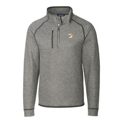 Miami Dolphins Cutter & Buck Mainsail Sweater-Knit Big & Tall Half-Zip Pullover Jacket - Heather Gray for sale
