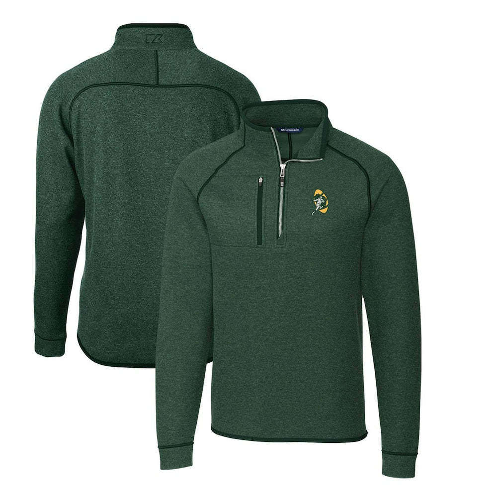 Green Bay Packers Cutter & Buck Mainsail Sweater-Knit Big & Tall Half-Zip Pullover Jacket - Heather Green discount