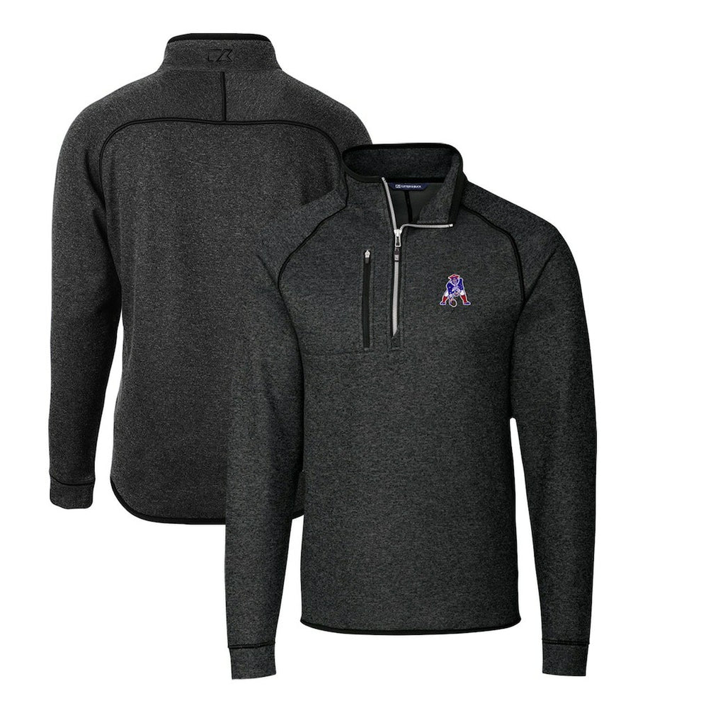 New England Patriots Cutter & Buck Mainsail Sweater-Knit Big & Tall Half-Zip Pullover Jacket - Heather Charcoal outlet