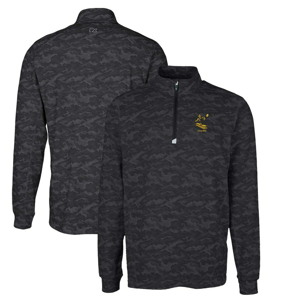 Pittsburgh Steelers Cutter & Buck Throwback Logo Big & Tall Traverse Camo Print Stretch Quarter-Zip Pullover Top - Black cheap