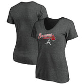 Atlanta Braves Women's Team Lockup V-Neck T-Shirt Charcoal