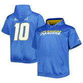 Justin Herbert Los Angeles Chargers Big & Tall Short Sleeve Pullover Hoodie - Powder Blue discount