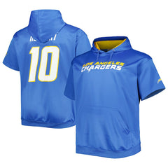 Justin Herbert Los Angeles Chargers Big & Tall Short Sleeve Pullover Hoodie - Powder Blue discount