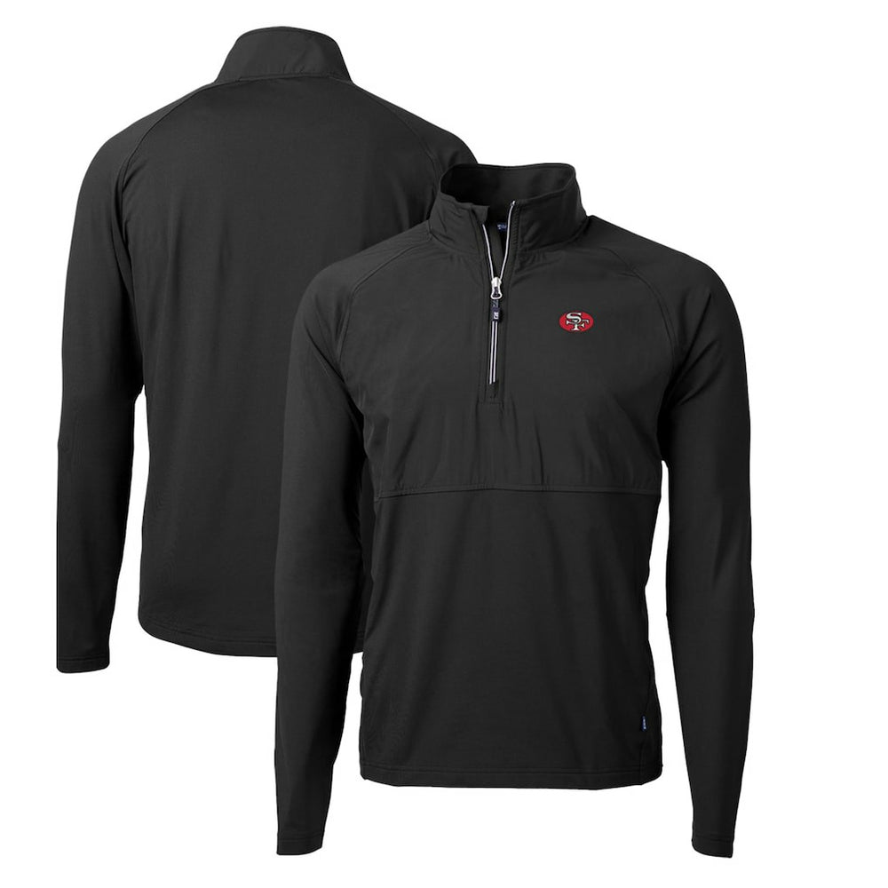 San Francisco 49ers Cutter & Buck Adapt Eco Knit Hybrid Recycled Quarter-Zip Throwback Pullover Top - Black discount