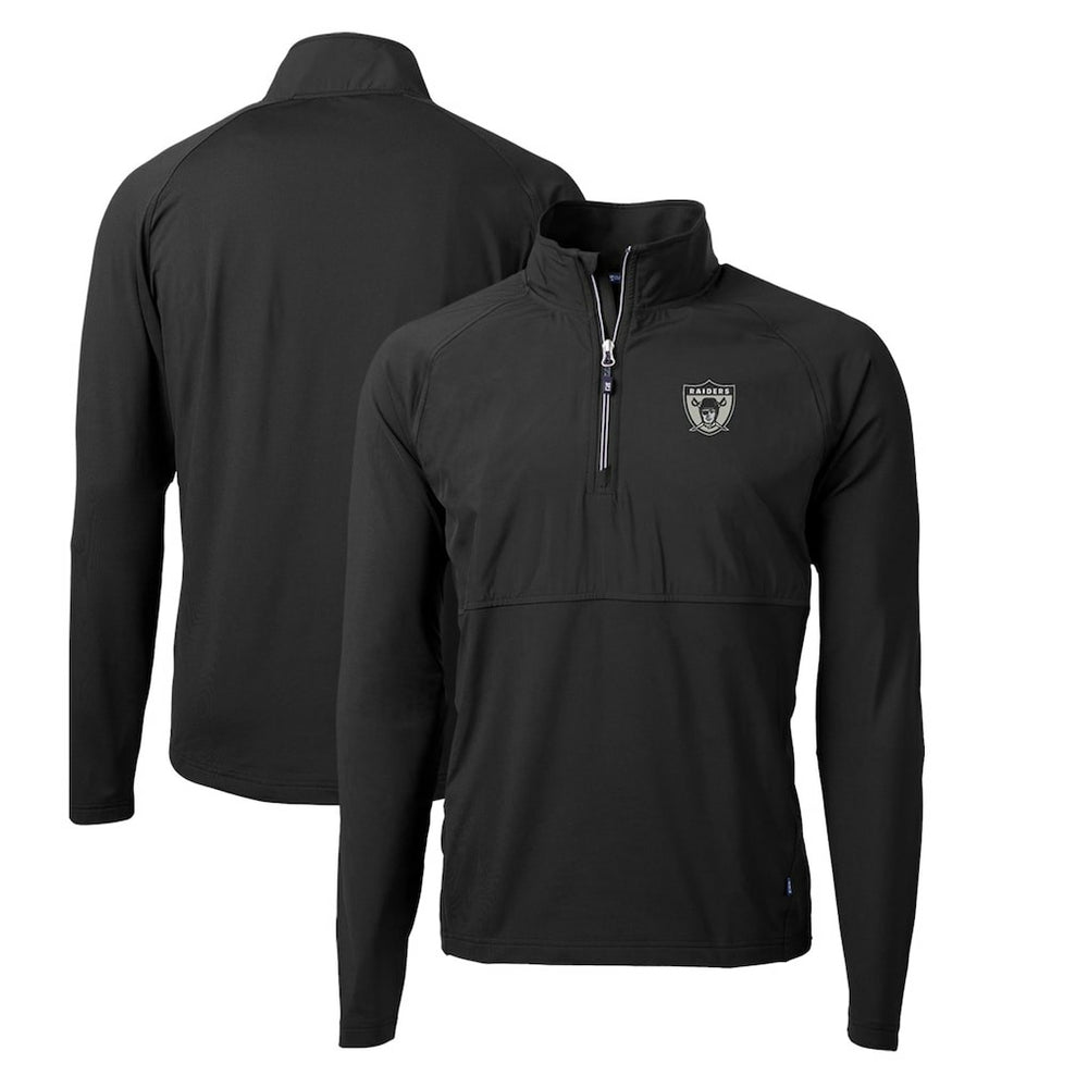Las Vegas Raiders Cutter & Buck Adapt Eco Knit Hybrid Recycled Quarter-Zip Throwback Pullover Top - Black for sale