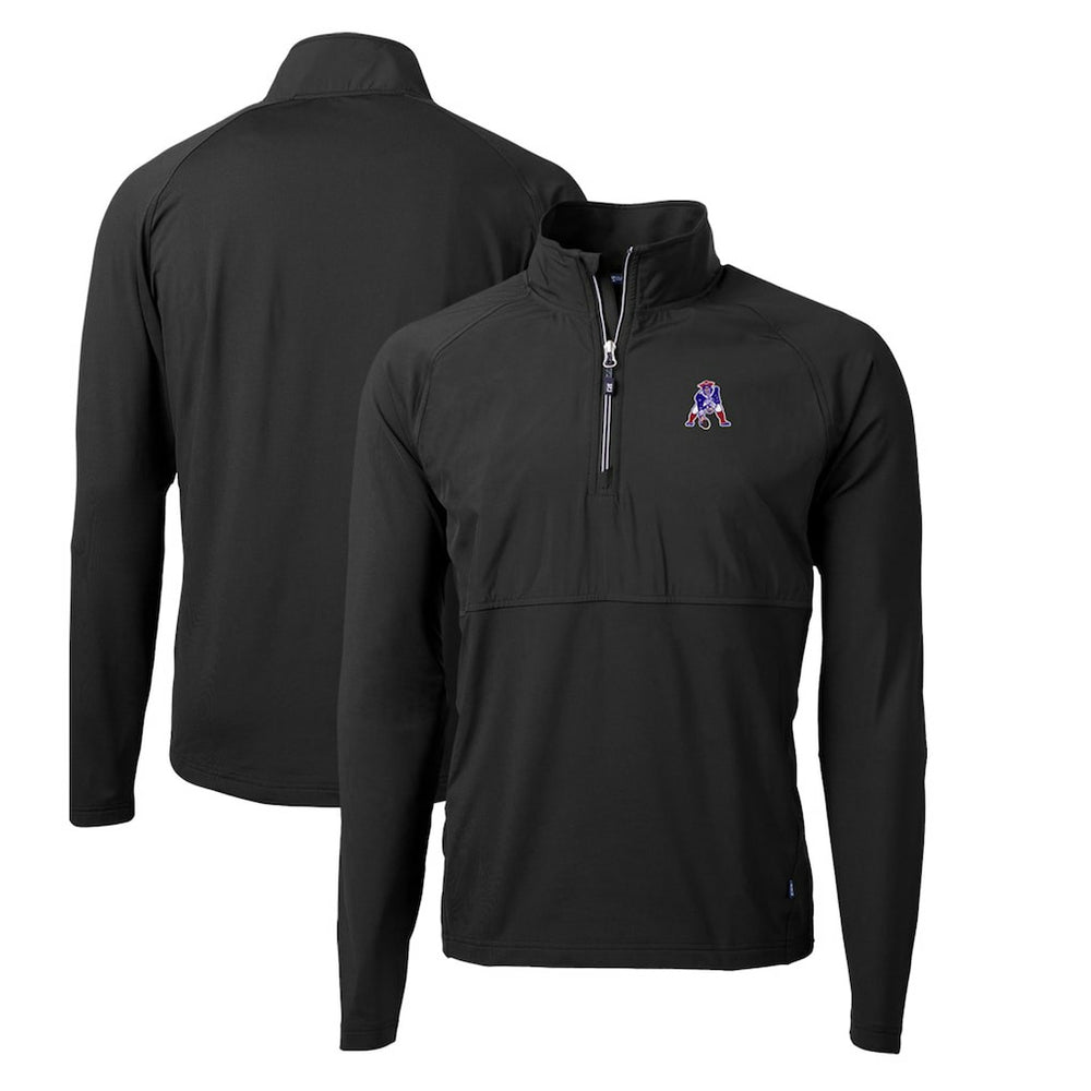New England Patriots Cutter & Buck Adapt Eco Knit Hybrid Recycled Quarter-Zip Throwback Pullover Top - Black online