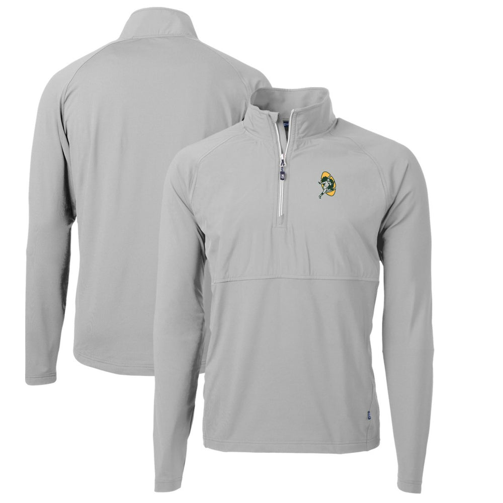 Green Bay Packers Cutter & Buck Adapt Eco Knit Hybrid Recycled Quarter-Zip Throwback Pullover Top - Gray sale