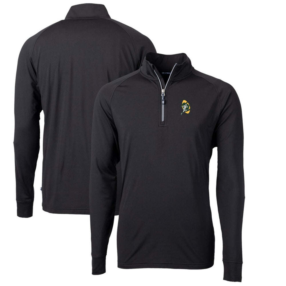 Green Bay Packers Cutter & Buck Adapt Eco Knit Stretch Recycled Quarter-Zip Throwback Pullover Top - Black sale