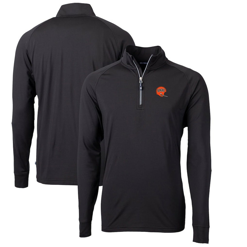 Cincinnati Bengals Cutter & Buck Adapt Eco Knit Stretch Recycled Quarter-Zip Throwback Pullover Top - Black cheap