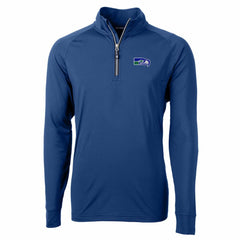 Seattle Seahawks Cutter & Buck Adapt Eco Knit Stretch Recycled Quarter-Zip Throwback Pullover Top - Royal outlet