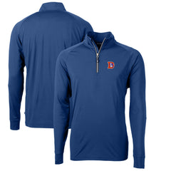 Denver Broncos Cutter & Buck Adapt Eco Knit Stretch Recycled Quarter-Zip Throwback Pullover Top - Royal for sale