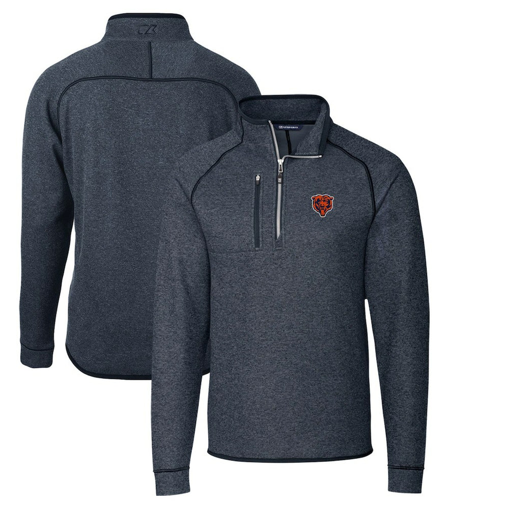 Chicago Bears Cutter & Buck Throwback Logo Mainsail Sweater-Knit Half-Zip Pullover Jacket - Heather Navy outlet