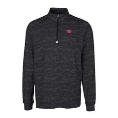 San Francisco 49ers Cutter & Buck Throwback Logo Traverse Camo Print Stretch Quarter-Zip Pullover Top - Black outlet