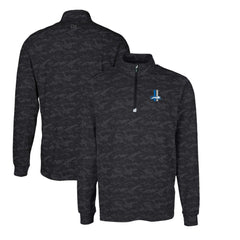 Detroit Lions Cutter & Buck Throwback Logo Traverse Camo Print Stretch Quarter-Zip Pullover Top - Black on sale