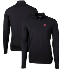 San Francisco 49ers Cutter & Buck Throwback Logo Virtue Eco Pique Recycled Quarter-Zip Pullover Top - Black cheap