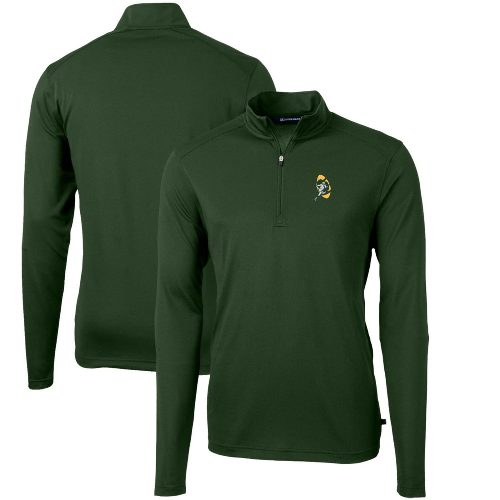 Green Bay Packers Cutter & Buck Throwback Logo Virtue Eco Pique Recycled Quarter-Zip Pullover Top - Green outlet