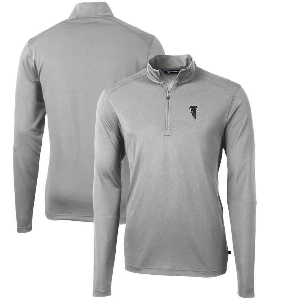 Atlanta Falcons Cutter & Buck Throwback Logo Virtue Eco Pique Recycled Quarter-Zip Pullover Top - Gray on sale