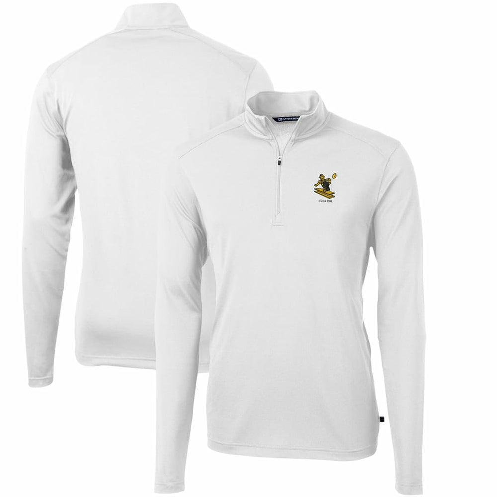 Pittsburgh Steelers Cutter & Buck Throwback Logo Virtue Eco Pique Recycled Quarter-Zip Pullover Top - White for sale