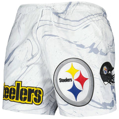 Pittsburgh Steelers Pro Standard Allover Marble Print Shorts - White on sale