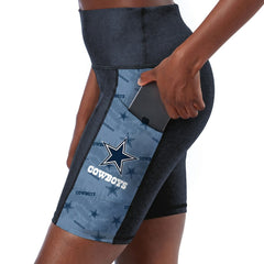 Dallas Cowboys Certo Women's High Waist Two-Pocket Biker Shorts - Navy for sale