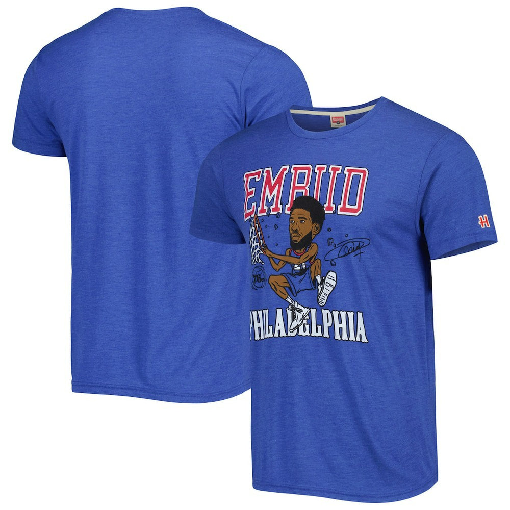 Joel Embiid Philadelphia 76ers Homage Caricature Tri-Blend T-Shirt - Royal cheap