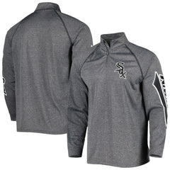 Chicago White Sox Stitches Wordmark Raglan Quarter-Zip Top Heather Gray