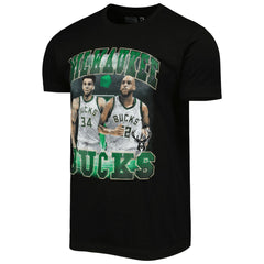 Giannis Antetokounmpo & Khris Middleton Milwaukee Bucks Stadium Essentials Unisex Player Duo T-Shirt - Black cheap