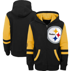 Pittsburgh Steelers Youth Colorblock Full-Zip Hoodie - Black discount