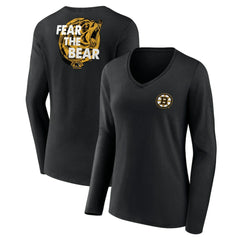 Boston Bruins Women's Territorial Long Sleeve V-Neck T-Shirt - Black T-shirts