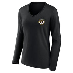 Boston Bruins Women's Territorial Long Sleeve V-Neck T-Shirt - Black T-shirts