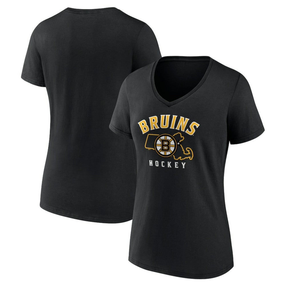 Boston Bruins Women's Proclamation V-Neck T-Shirt - Black T-shirts