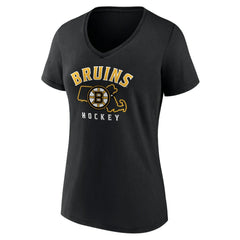 Boston Bruins Women's Proclamation V-Neck T-Shirt - Black T-shirts
