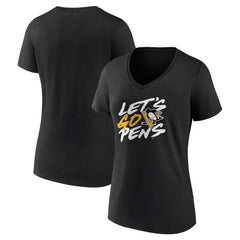 Pittsburgh Penguins Women's Proclamation V-Neck T-Shirt - Black T-shirts