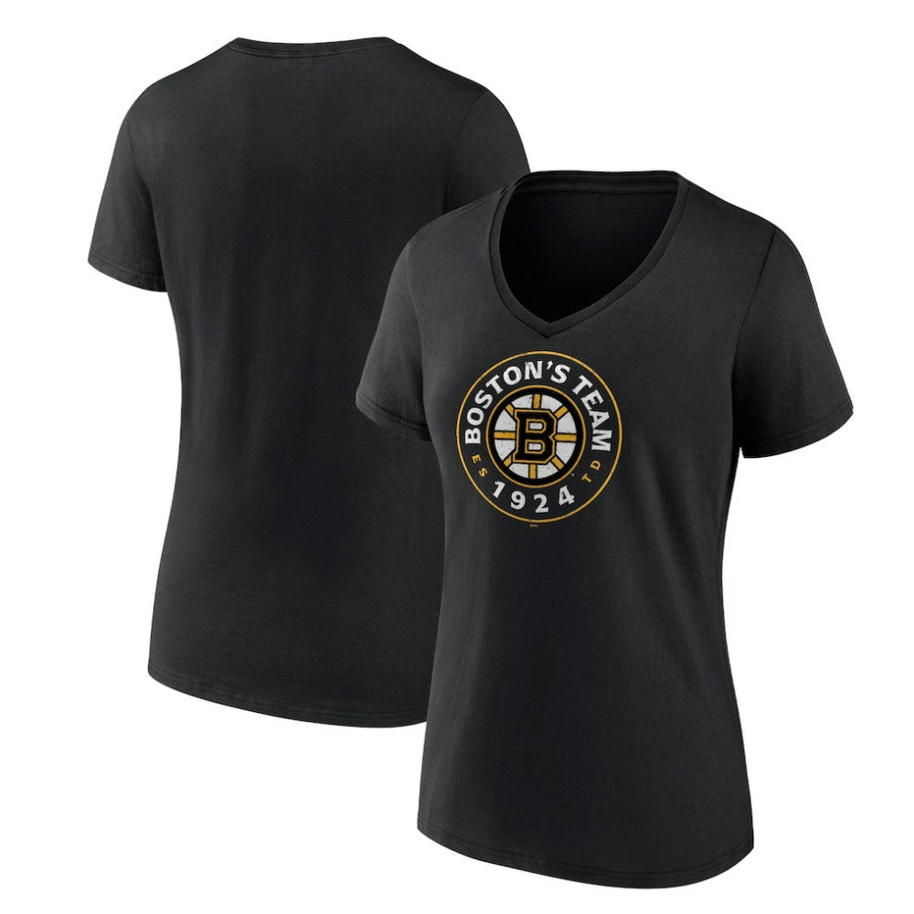 Boston Bruins Women's Represent V-Neck T-Shirt - Black T-shirts