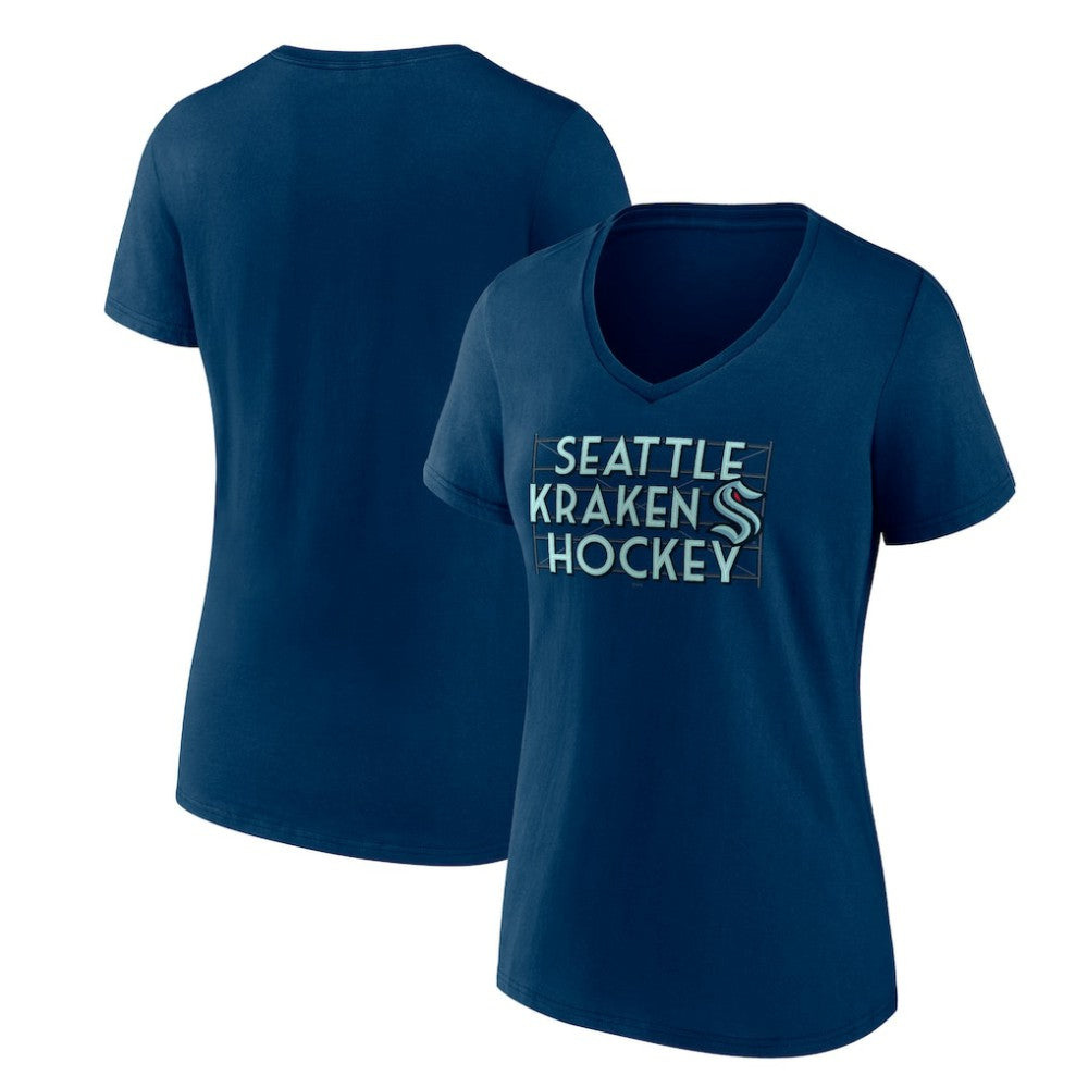 Seattle Kraken Women's Represent V-Neck T-Shirt - Deep Sea Blue T-shirts