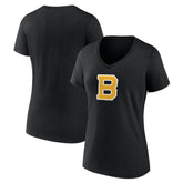 Boston Bruins Women's Alternate Logo V-Neck T-Shirt - Black T-shirts