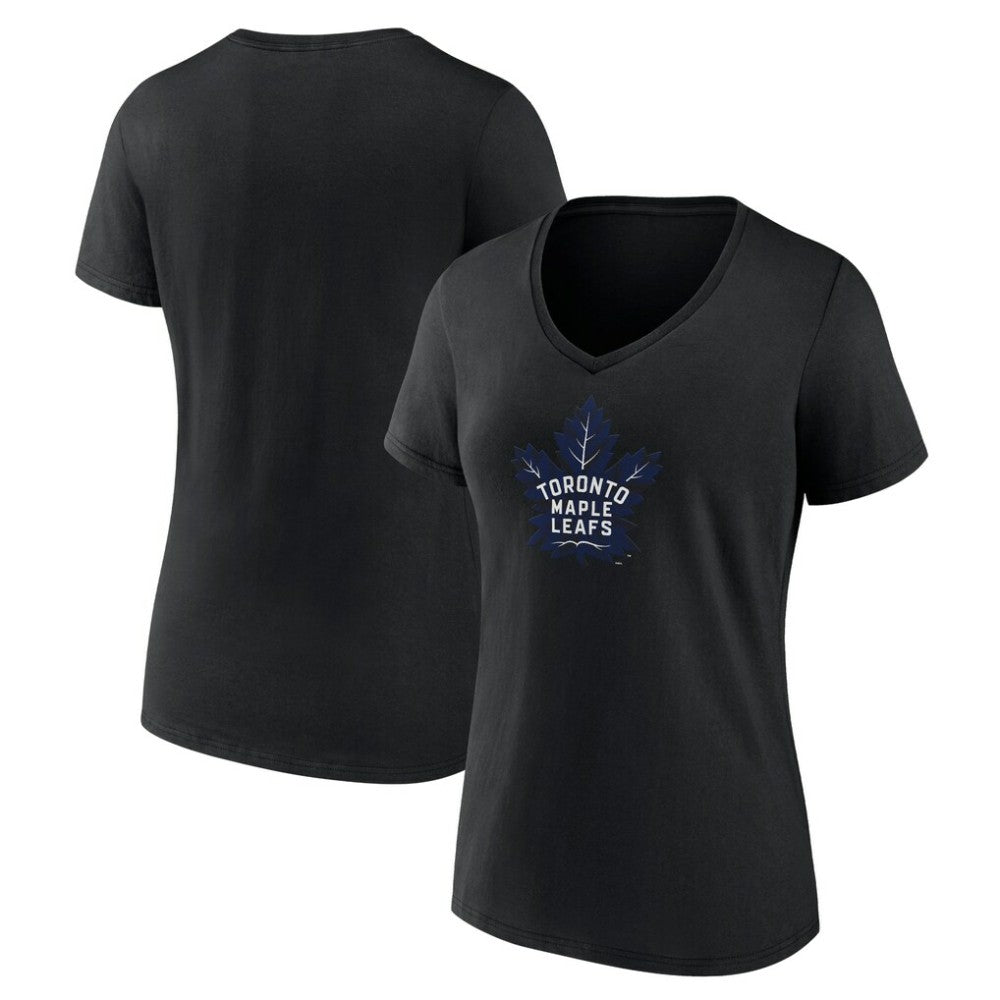 Toronto Maple Leafs Women's Alternate Logo V-Neck T-Shirt - Black T-shirts
