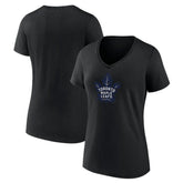 Toronto Maple Leafs Women's Alternate Logo V-Neck T-Shirt - Black T-shirts