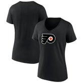 Philadelphia Flyers Women's Alternate Logo V-Neck T-Shirt - Black T-shirts