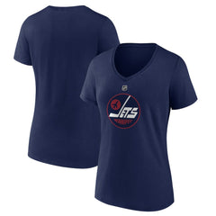 Winnipeg Jets Women's Alternate Logo V-Neck T-Shirt - Navy T-shirts