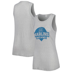Miami Marlins Soft as a Grape Women's Tri-Blend Tank Top Gray