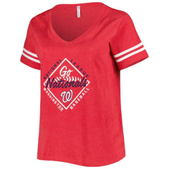 Washington Nationals Soft as a Grape Women's Plus Size V-Neck Jersey T-Shirt Red