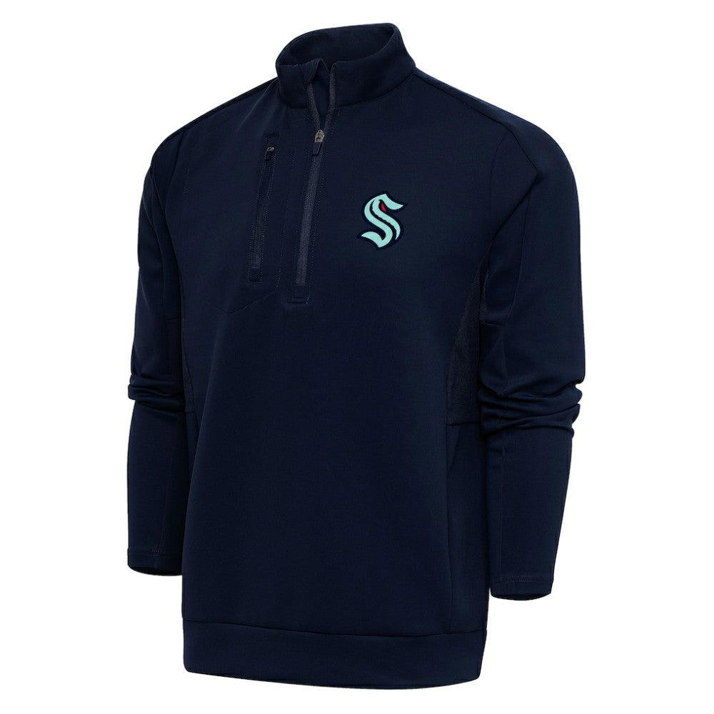 Seattle Kraken Antigua Special Edition 2.0 Generation Quarter-Zip Pullover Top - Navy Pullover