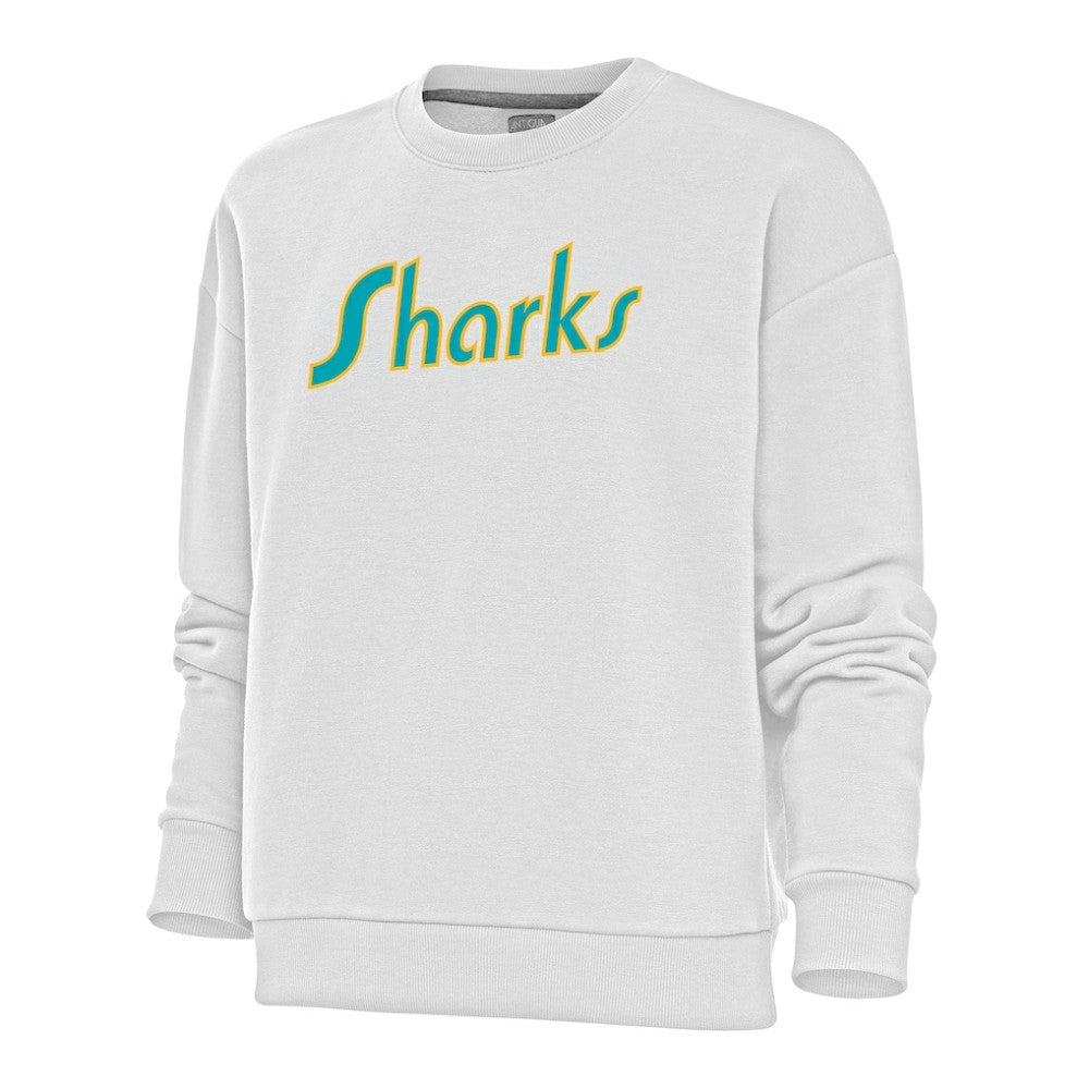 San Jose Sharks Antigua Women's Special Edition 2.0 Victory Crewneck Pullover Sweatshirt - White Sweatshirts